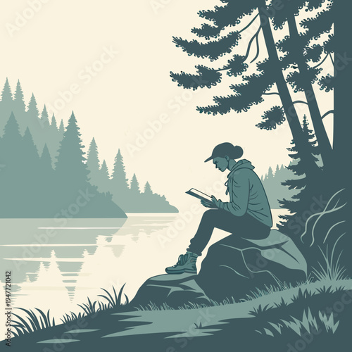 Solitary Person Enjoying Alone Time Vector