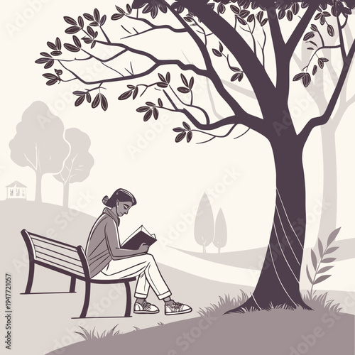 Solitary Person Enjoying Alone Time Vector