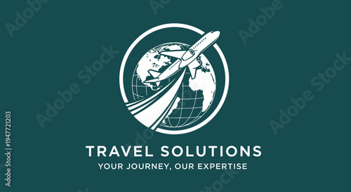 Travel Solutions logo with airplane globe.