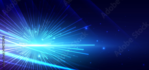 Futuristic abstract background featuring flowing neon light waves.