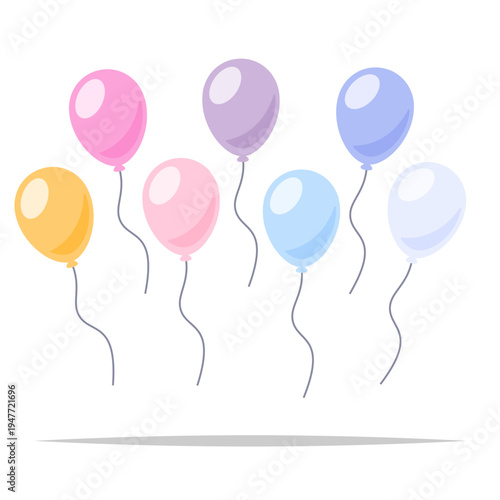 Cute pastel flat color balloons vector isolated illustration