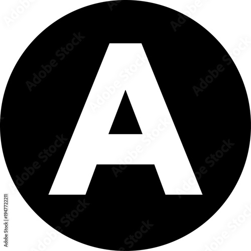 Black Circle with Letter A Symbol Vector