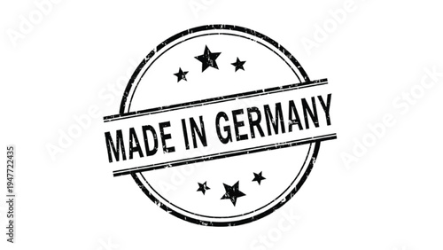 Black and white made in germany stamp with stars circular