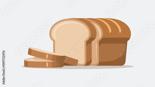 A cartoon illustration of a loaf of bread with sliced pieces on a white background