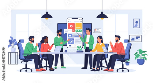 Team Collaborating on Mobile App Design Project.