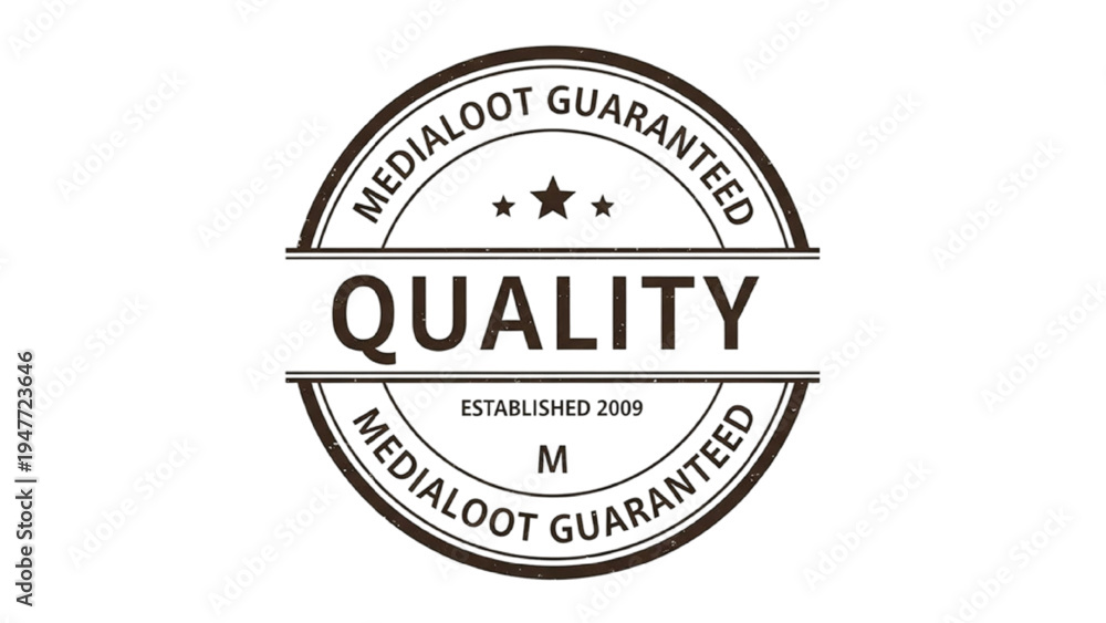 Obraz premium Black and white seal with stars and text stamp medallion