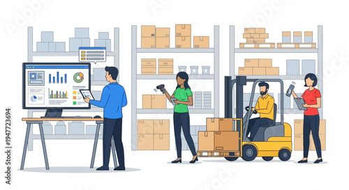 Warehouse Operations Management with Inventory Tracking and Forklift Operations.