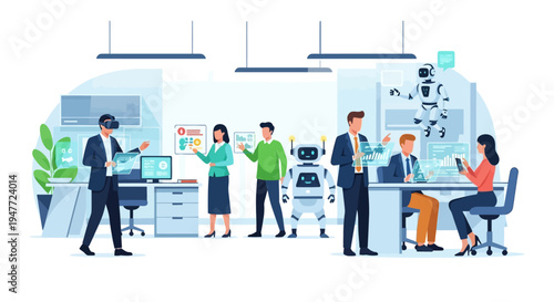 Team of professionals working in a modern technology office.