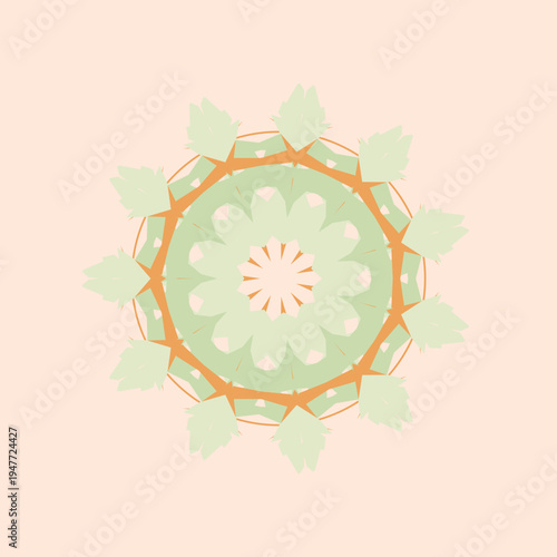 Pastel mandala pattern in pastel peach mint glow peach-cream apricot mint sage color palette
