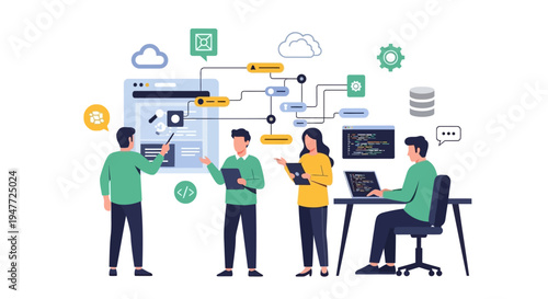 Team Collaborating on Software Development Project.