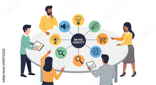 Team Collaborating on Brand Identity Development Strategy.