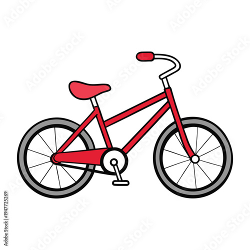 A bright red bicycle with sleek frame and shiny wheels, ready for a ride through city streets or countryside paths, radiating energy and adventure in every turn.
