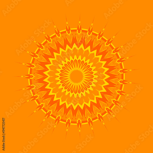 Summer mandala pattern in summer intense sun vivid-orange amber bright-gold sun-yellow color palette