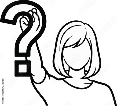 Person holding up a large question mark against a white background