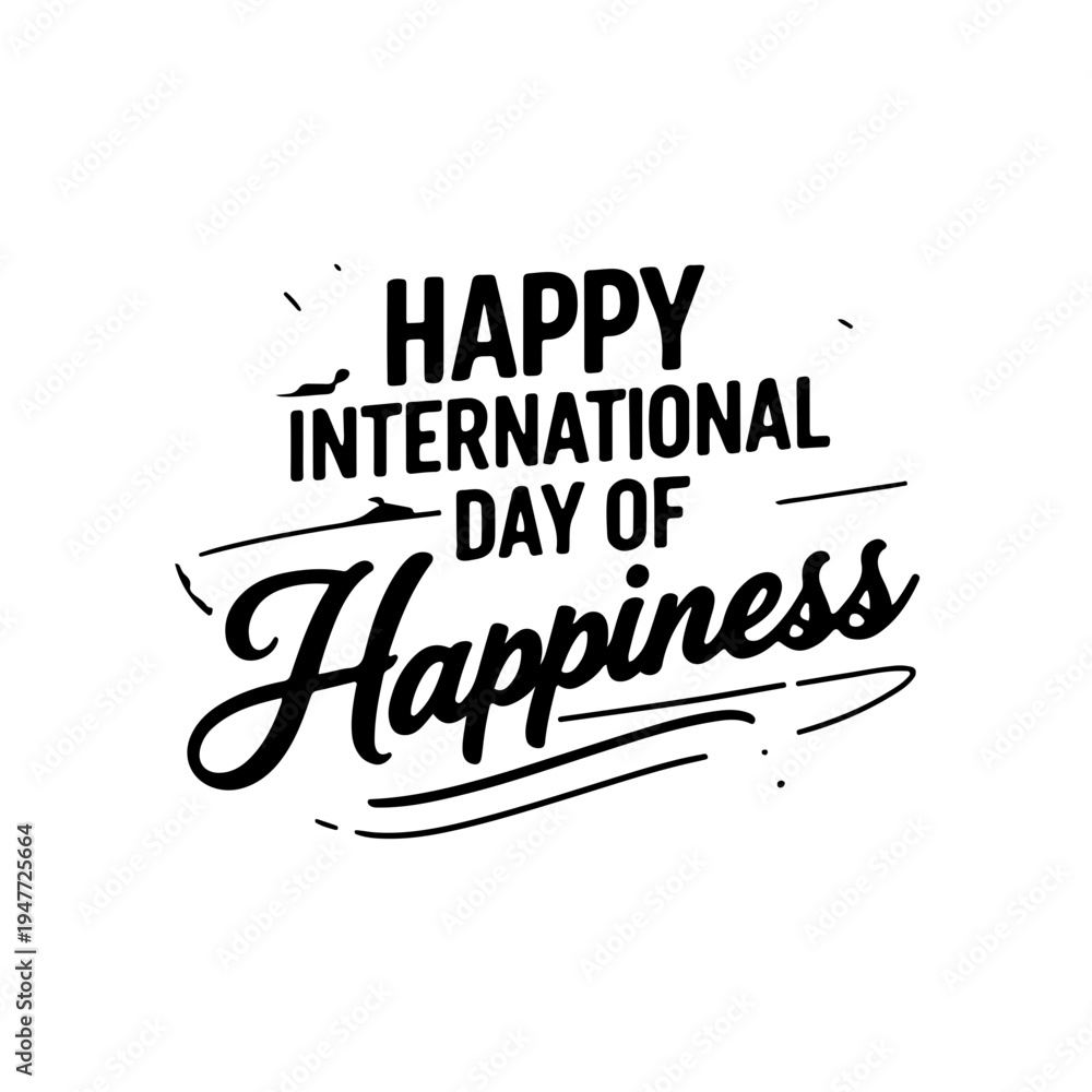 Fototapeta premium Bold International Day of Happiness Typography with Graphic Line Accents