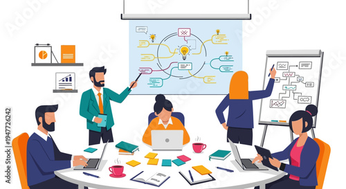 Team Collaboration and Business Strategy Meeting.