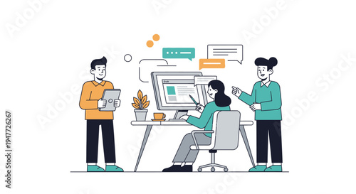 Team Collaboration and Digital Workflow Illustration.