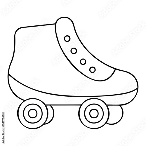 A fun, vintage-style roller skate with four wheels, laces tied tight, perfect for gliding, dancing, or racing on smooth streets with style and joy.

