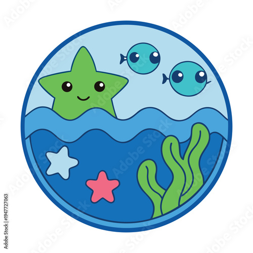 Explore a vibrant world beneath the waves with colorful fish, coral, and mysterious depths, while above, skies, islands, and birds bring life to the surface.
