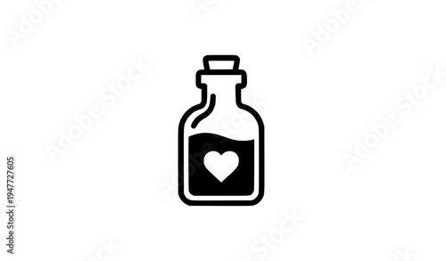 Love potion bottle flat vector icon isolated on white background for Valentine app design