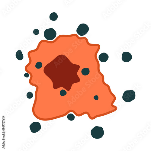 Cell oxidative stress after free radicals attack. Medical vector illustration.