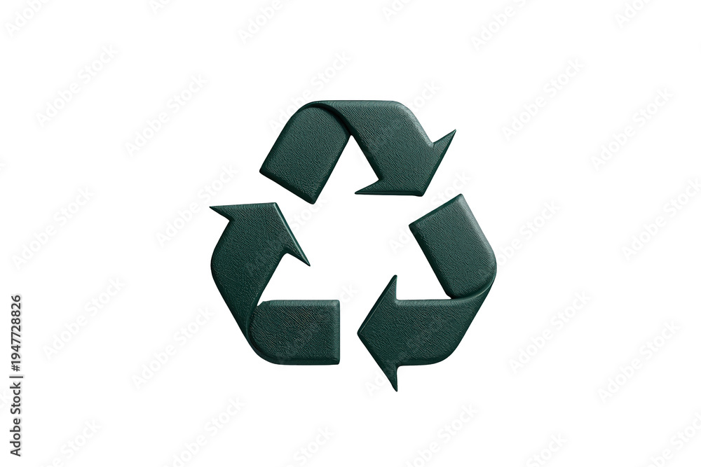 Obraz premium Green 3d recycle sign symbolizing environmental responsibility and sustainable living, clean energy, waste management concept on transparent background
