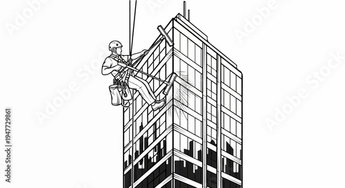 Person rappelling down a skyscraper to clean its windows