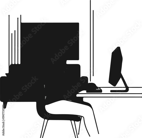 Person sitting at a desk using a computer and mouse