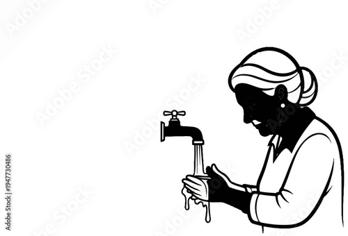 Person washing hands under running water from a faucet