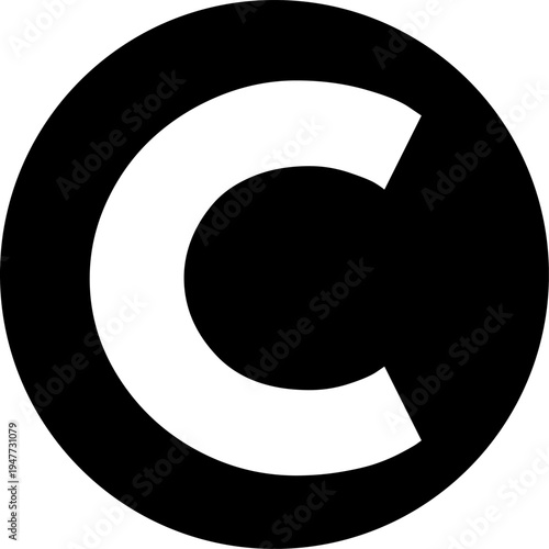 Black Circle with Letter C Symbol Vector