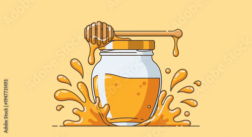 Honey in a glass jar 1.