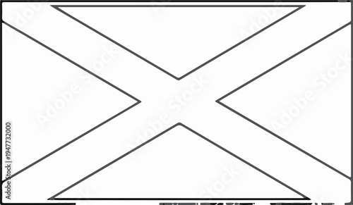 Rectangular outline with a centered x-shaped cross formed by diagonal lines