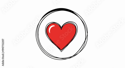 Red heart symbol with a scribbled circle