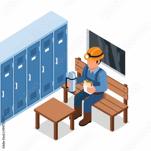 Man taking a break sitting on a bench.