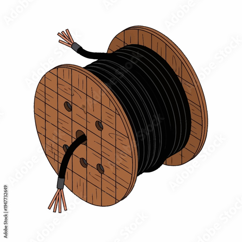 A spool of black electrical wire.