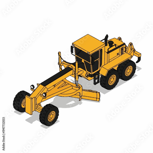 A yellow construction grader machine.
