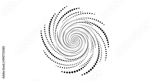 Abstract Black and White Spiral Dot Pattern.