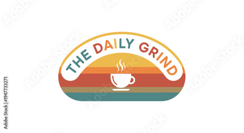 The Daily Grind coffee shop logo features a cup on a colorful background.
