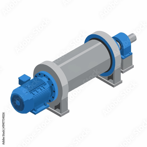 Industrial cylindrical mechanical component with blue accents.