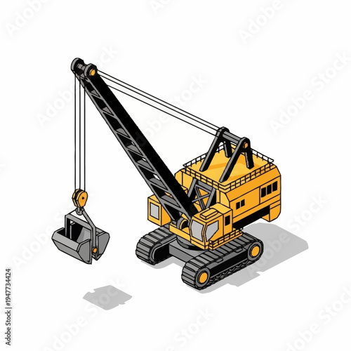 A yellow construction crane with a hook.