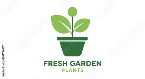 Green plant in a pot logo.