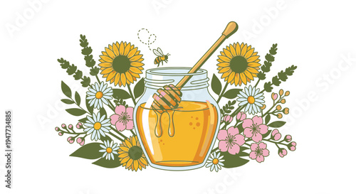 Honey in a glass jar 13.