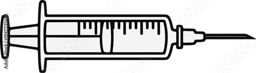 Simple black and white illustration of a medical syringe with a needle