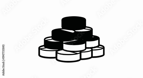 Stacked round objects, some filled, some outlined