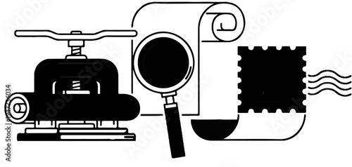 Stamp production process pressing, magnifying, and postal waves