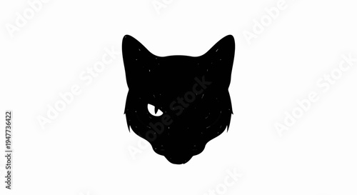 Silhouette of a black cat's head with one eye visible and subtle texture