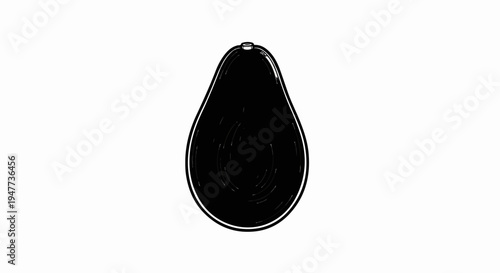 Simple black illustration of a whole avocado with a light outline