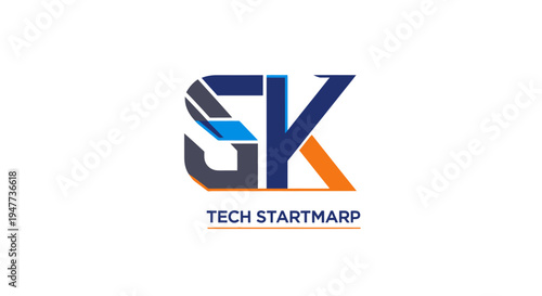 A futuristic tech startup logo features sleek design elements and vibrant colors on a clean background