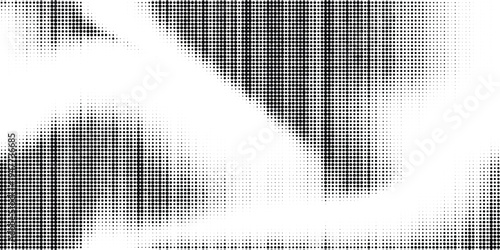 Illustration Black grunge halftone background, faded gradient dot texture, retro geometric technology overlay. vector illustration art