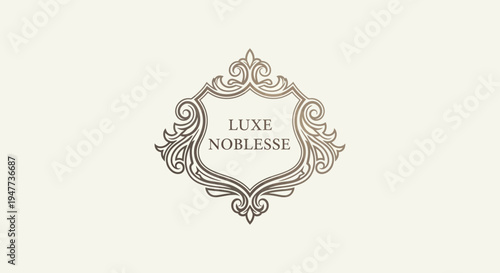 Elegant Luxe Noblesse Logo Design with Ornate Frame and Text